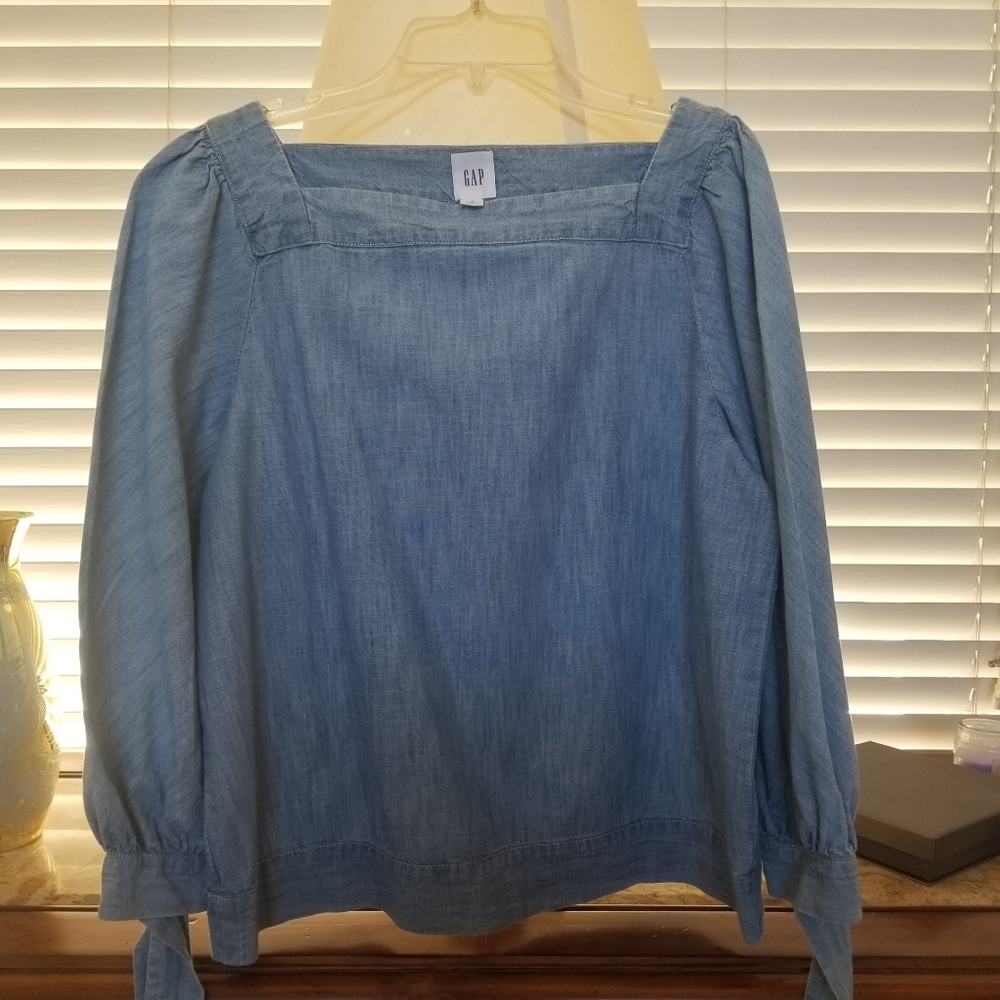 GAP Chambray square neck blouse